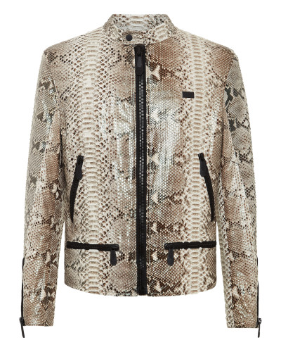 Python Leather Moto Jacket Luxury