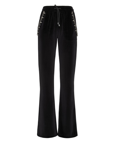 Velvet Jogging Trousers Crystal Chain