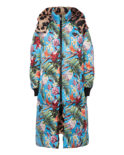 Reversible Nylon Long Jacket Iconic Plein