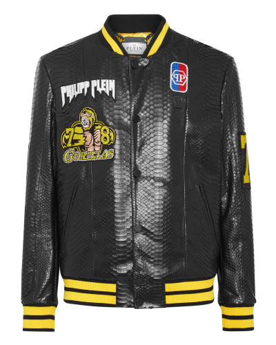 Python Leather College Jacket