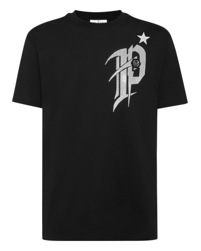 T-shirt Round Neck SS Gothic Plein with Crystals