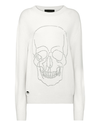 Cashmere Pullover Round Neck LS with Crystals