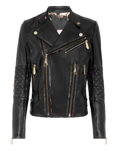Leather Biker Jacket Man Fit Gothic Plein