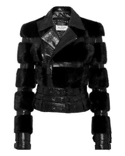 Python Leather Biker Jacket