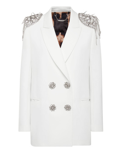 Double-Breasted Blazer with Crystals