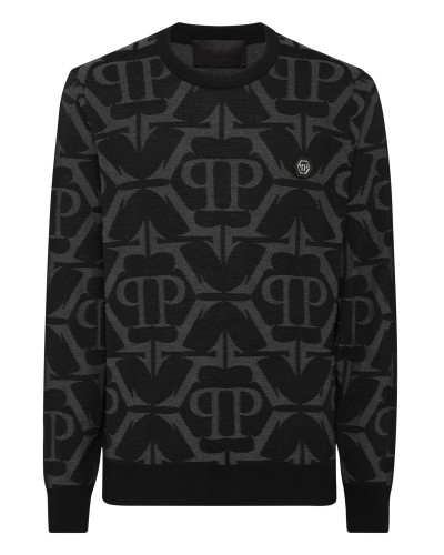 Wool and Silk Pullover Round Neck LS Chrome