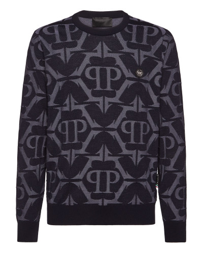 Wool and Silk Pullover Round Neck LS Chrome