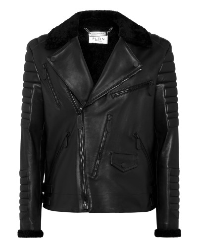 Shearling Leather Biker Gothic Plein