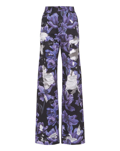 Denim Trousers Palace Fit Flowers