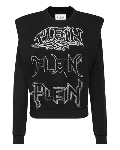 Padded Shoulder Sweatshirt Crystal