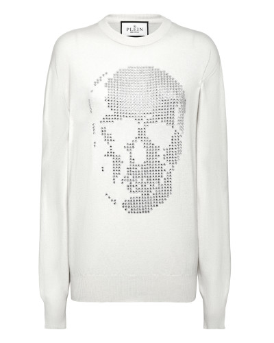 Cashmere Pullover Round Neck LS Crystal Skull