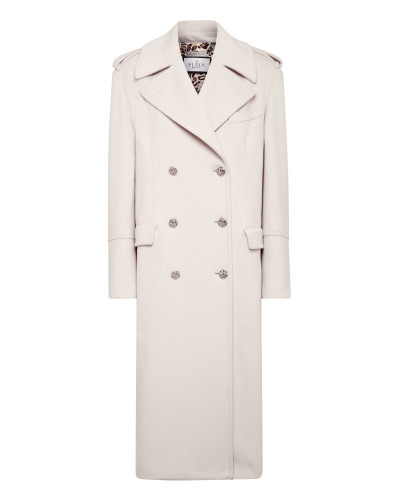 Wool Coat Long Crystal Skull