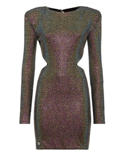 Padded Shoulder Mini Dress Stones