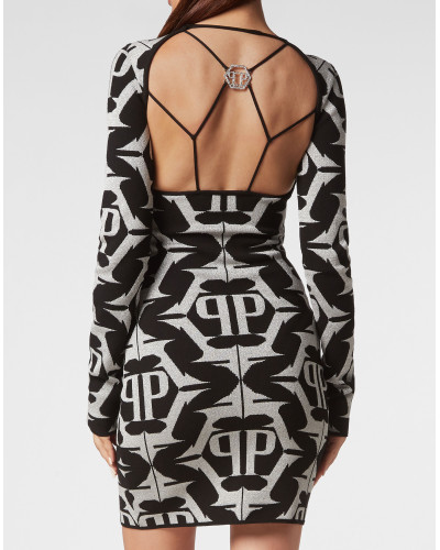 Viscose & Lurex Mini Dress Hexagon