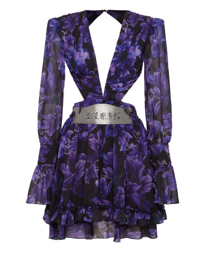 Chiffon Mini Dress Flowers