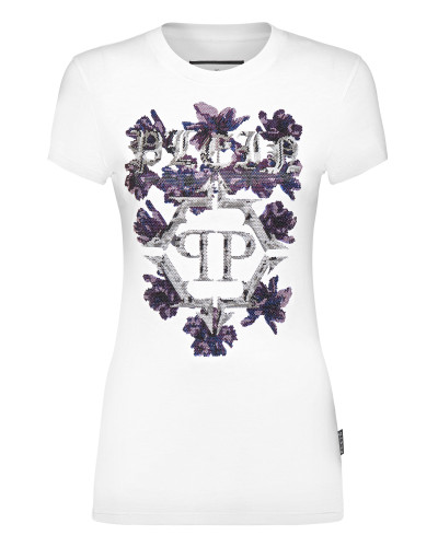 T-shirt Round Neck Sexy Pure Fit Flowers