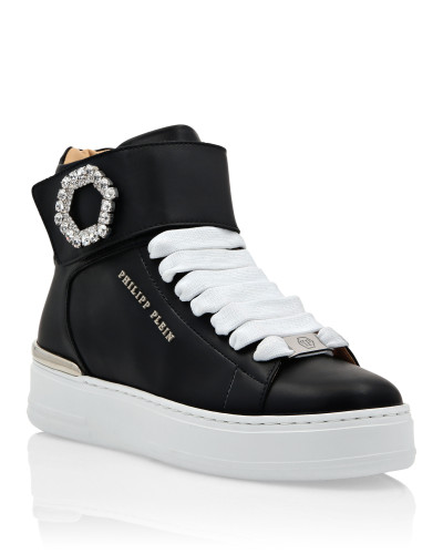 Leather Hi-Top Sneakers Crystal