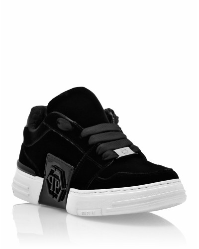 Patent Leather & Velvet Lo-Top Sneakers Hexagon