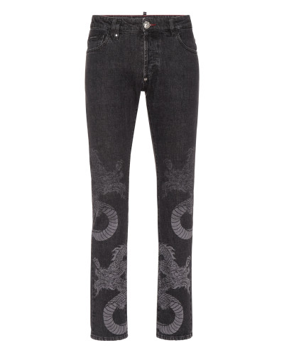 Denim Super Straight Cut Trousers Dragon Shadow