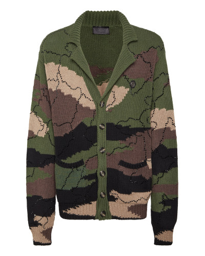 Knitted Cardigan Strass Camouflage