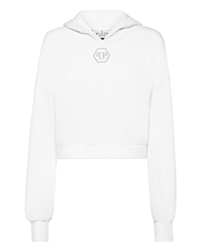 Cropped Hoodie Sweatshirt Crystal Hexagon