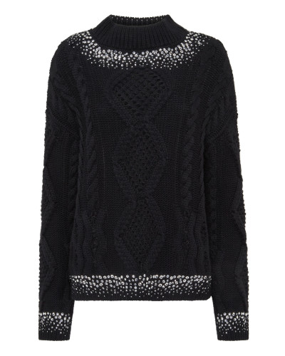 Knitted Pullover Round Neck Long-Sleeve Strass