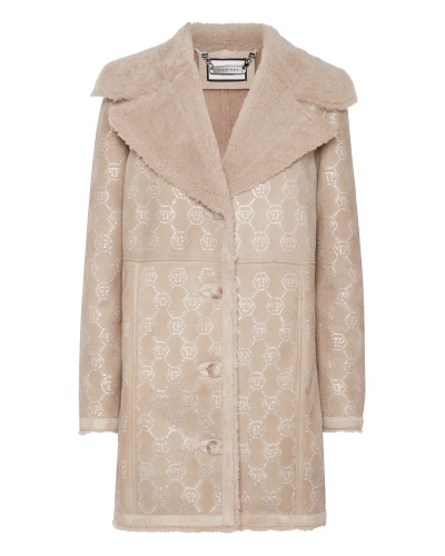 Shearling Oversize Coat Strass Monogram