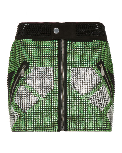 Leather Strass  Skirt Mini Crystal