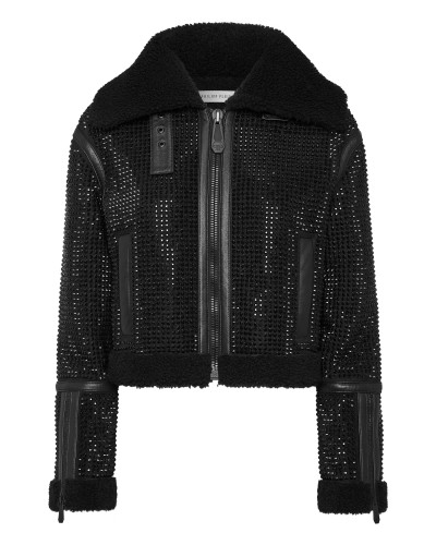 Crystal Shearling Cropped Jacket