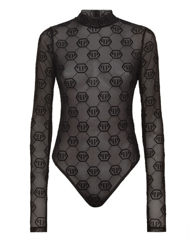 Tulle Body Long-Sleeve Monogram