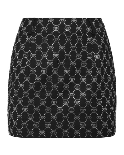 Wool Mini Skirt Strass Monogram
