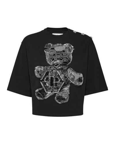 Cropped T-shirt  Strass Teddy Bear
