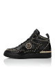 Python Leather Mid-Top Sneakers Studs