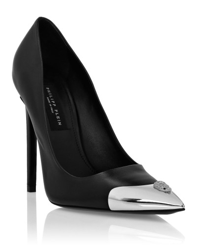 Nappa Leather Decollete Hi-Heels Skull strass