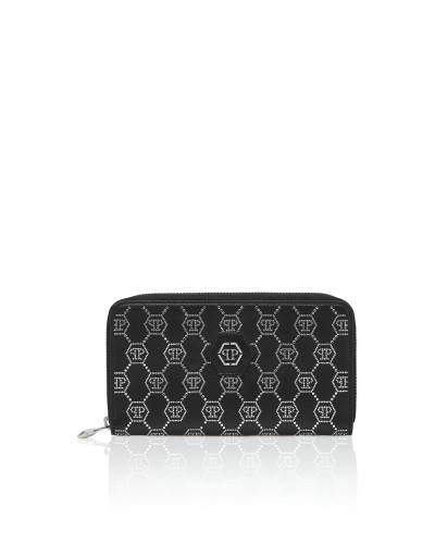 Rounded Zip Wallet Monogram Strass