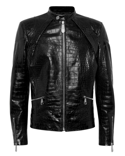 Leather Moto Jacket Cocco Print