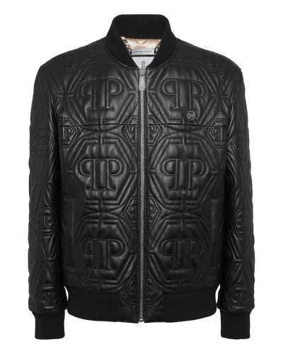 Embossed Leather Bomber Monogram