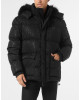 Mid Length Down Jacket with Fur Monogram Strass