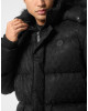 Mid Length Down Jacket with Fur Monogram Strass