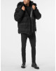 Mid Length Down Jacket with Fur Monogram Strass