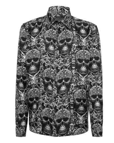 Printed Silk Shirt All Over Skull