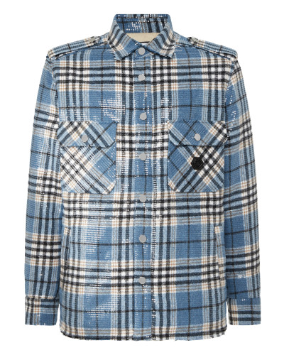 Destroyed Tartan Overshirt Pailletes