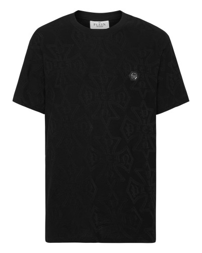 Round Neck Jacquard T-Shirt Crest