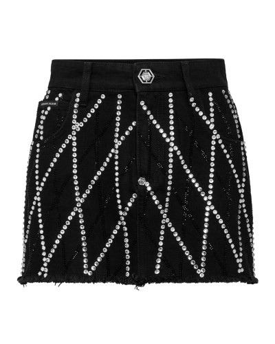 Denim Mini Skirt Diamonds