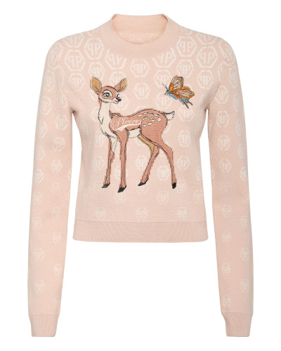 Roundneck Pullover with Fairy Embroidery Monogram