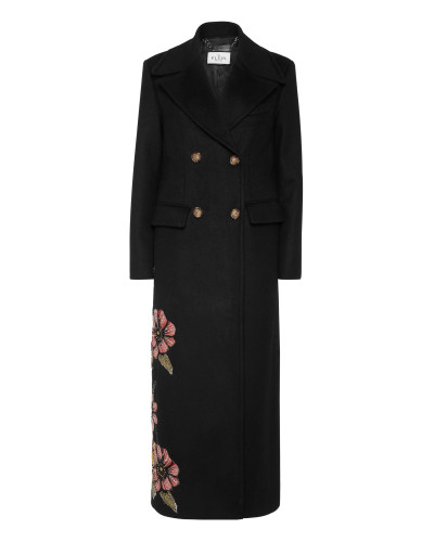 Double-Breasted Embroidered Long Coat Fairy