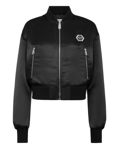 Nylon Cropped Bomber Fatale