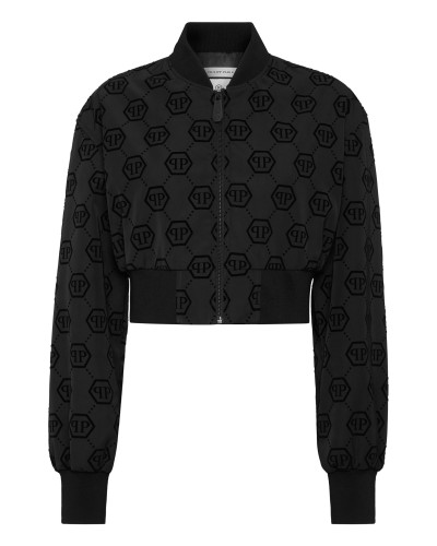 Cropped Bomber Jacket Flock Monogram