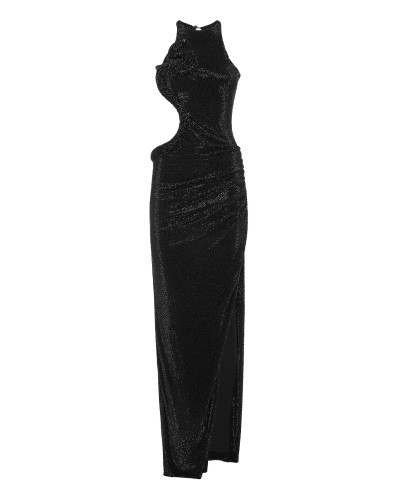 Long Dress Black Strass Snake