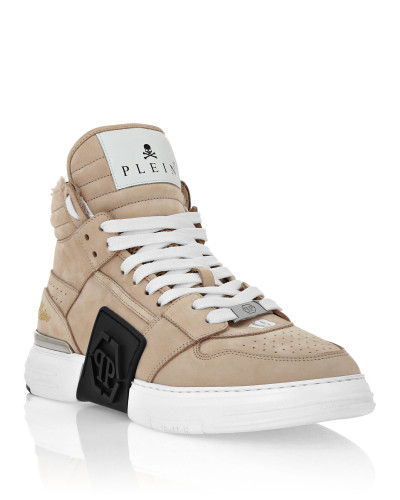 Suede & Shearling Mid Top Sneakers Phantom Kick$
